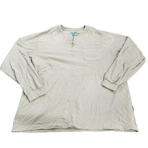 Fiber Shirt Mens XL Beige Long Sleeve Henley Pocket Logo Tee Workwear Top